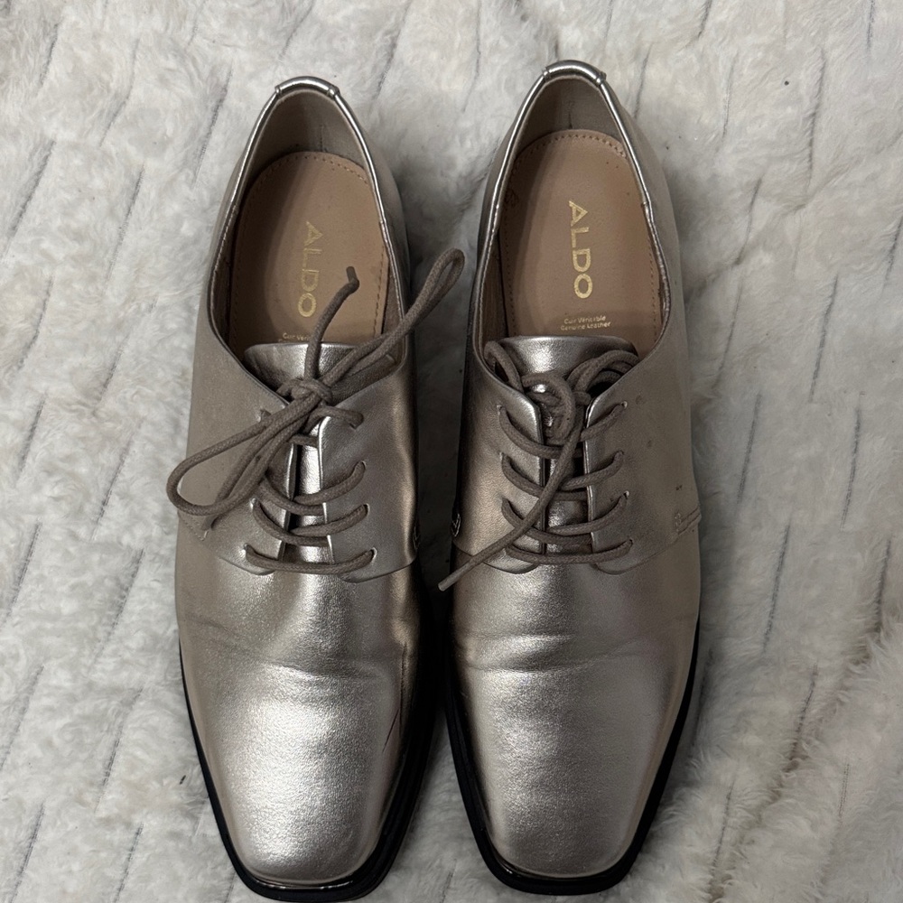 Aldo Men's Metallic Silver Oxfords